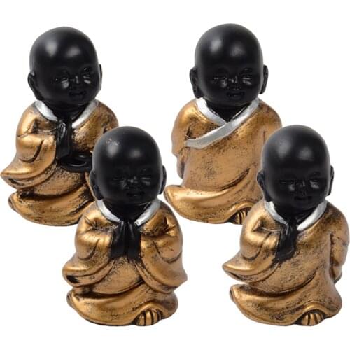Resin Buddha Statue Little Monk Figurine Ornament Decorations for Room Decor Home Office Ornament Shop Cafe Dsiplay
