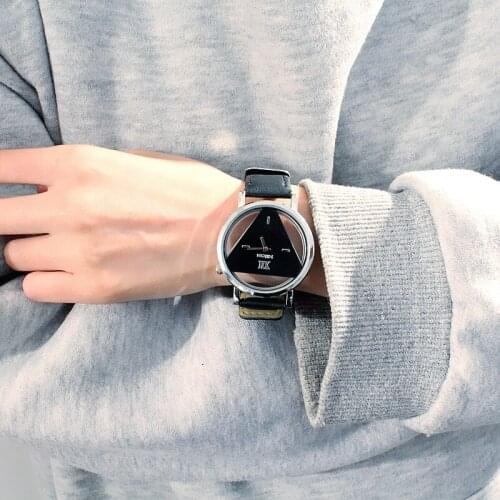 Triangle watch personality fashion double-sided hollow Korean trend student couple watch