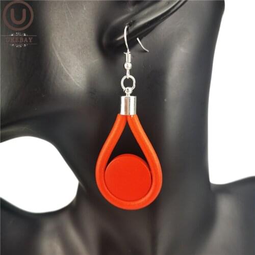 UKEBAY New Red Wood Earrings For Women Gothic Drop Earrings Strange Jewelry Party Accessories Wood Jewellery Big Earring Bohemia