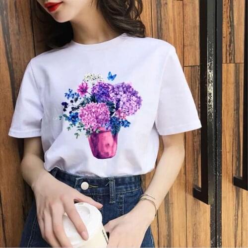 Women Cartoon Designed Womens Stylish T Shirt Flower Fashion 90s Printing Lady T-shirt Tops Ladies Summer Tees T-Shirts