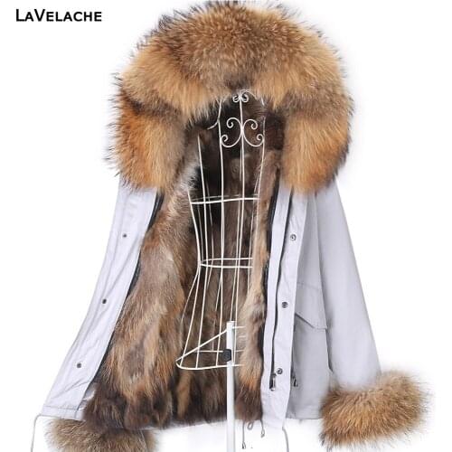 LaVelache 2020 Short Winter Coat Women Real Fur Jacket Waterproof Parka Natural Fox Fur Liner and Collar Hooded Casual Overcoat