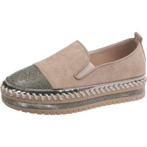 Womens Casual Shoes Crystal Decor Simple Design All Match Solid Color Comfy Breathable Thick Sole Casual Fashion Shoes