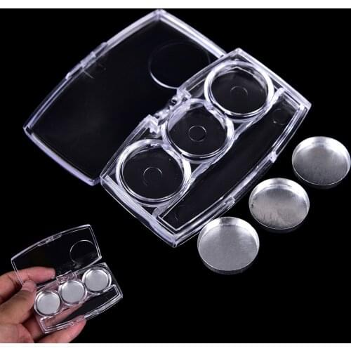 1PCS Portable Empty Eyeshadow Case Palette Pans Makeup Eyeshadow Blusher 3 Hole Empty Case Palette