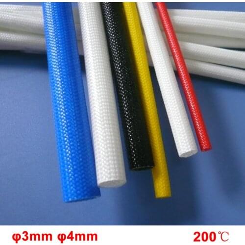 10Meter φ3mm φ4mm 200 Deg High Temperature Braided Soft Chemical Fiber Tubing Silicone Fiberglass Tube Insulation Cable Sleeving