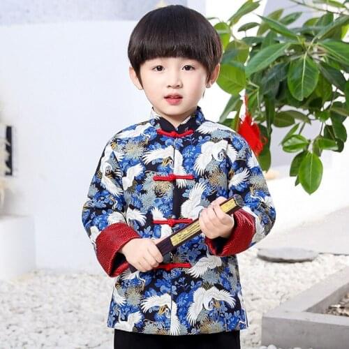 2020 New Year Festival Children Coats Quilted Boys Tang Clothes Costumes Baby Boys Jackets Navy Animal Outfits Outerwear Top