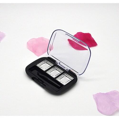3 Grids Lip Rouge Subpackage DIY Plastic Eyeshadow Powder Compact Box Plate Cosmetic Blusher Case F356