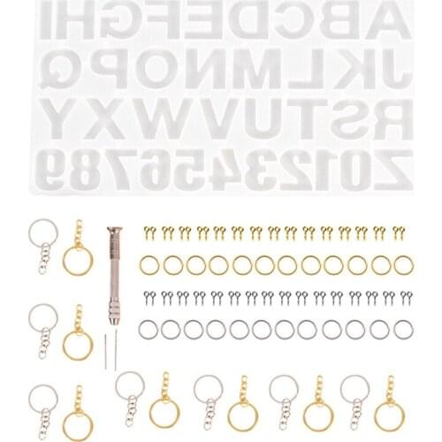 Alphabet Letter Resin Molds Kits Number Silicone Mould Keychain Jewelry Pendant Casting Making DIY Craft