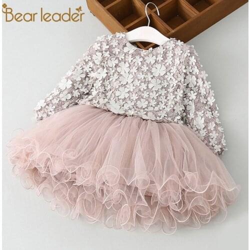 Bear Leader Girls Dress New Spring Winter Fashion Kids Girl Dresses Party Costume Floral Wedding Gown Fluffy Beauty Vestido 3 7Y