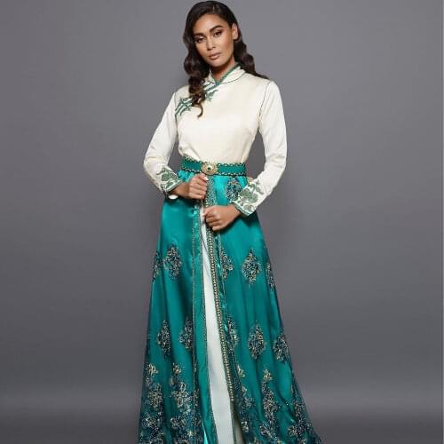 White Formal Long Sleeves Moroccan Caftan Evening Dress A-Line Saudi Arabia Muslim Female Clothes Robe Custom Made Plus Size