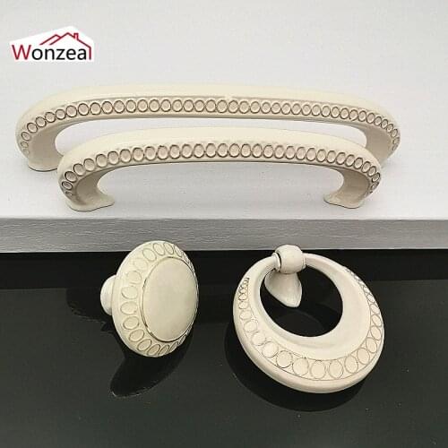 Ivory White Ceramic European Cabinet Handles Zinc Alloy Door Kitchen Drawer Knobs Cabinet Pulls Furniture Knobs handle