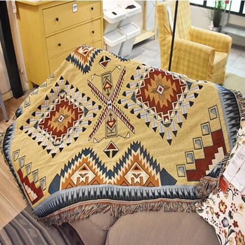 Bohemia throw blanket cotton ethnic Bedspread sofa blanket for living room Decorative thick sofa cover tapestry Nordic Carpet