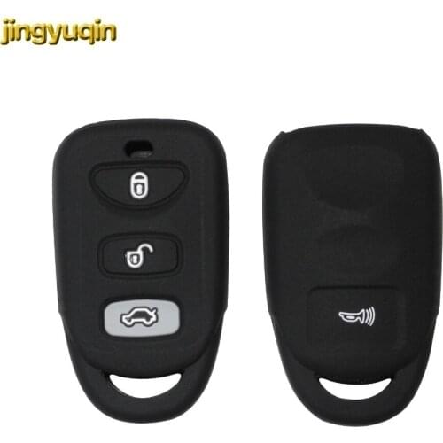 Jingyuqin 4 Buttons Silicone Key Car Key Cover Case Stying for HYUNDAI KIA Tuscon Elantra Rio Sportage Rondo Accent Smart Remote