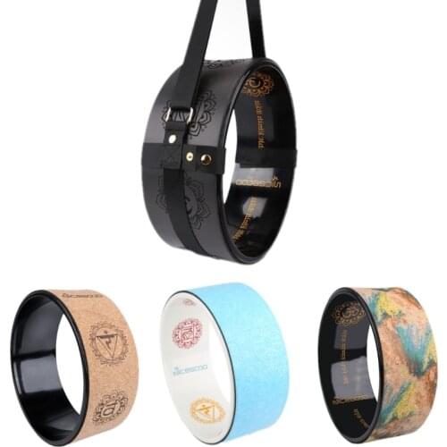 Cork TPE Yoga Wheel Yoga Circle Stretch Exercise Auxiliary Home Equipment Laser Engraving Round Exercise Wheel Pilates Circle