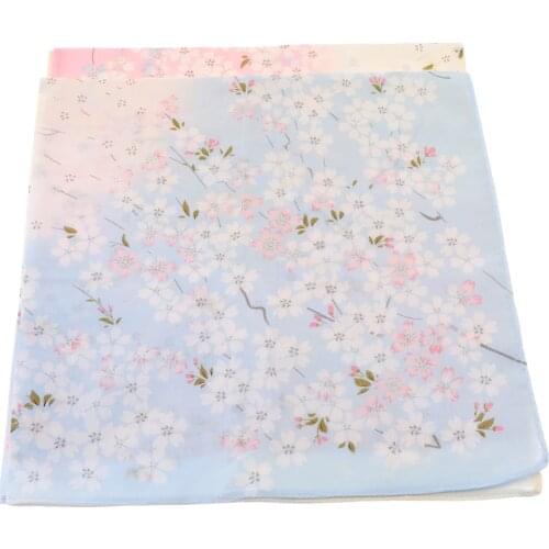 Set of 2 Cotton Floral Handkerchiefs Cherry Blossoms Pocket Hankies Wedding Party