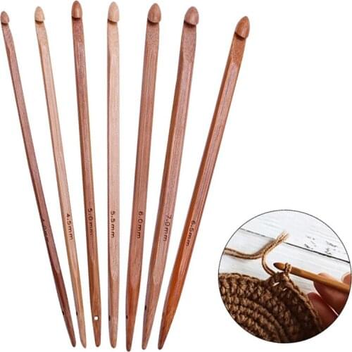 Nonvor 7pcs/set 4-7mm Carbonized Bamboo Crochet Hook Knitting Needles Accessories DIY Sweater Knitting Tools