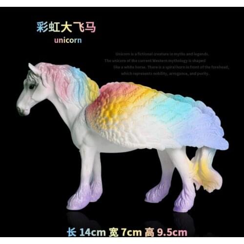New Static Simulation Animal Model Mythology Legend Unicorn Rainbow Big Pegasus Plastic Toy