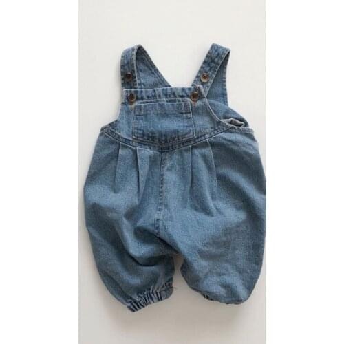 2021 new boys girls denim overalls autumn cotton fashion babys pants