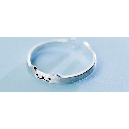 MloveAcc New Arrival Cute Cat Open Ring 925 Sterling Silver Jewelry Ladies Women Adjustable Rings Jewelry Gift