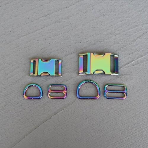 100 Sets 20/25mm Metal Colourful D Ring Belt Straps Slider Side Release Buckle Spring Hook For Dog Leash Harness Accessories