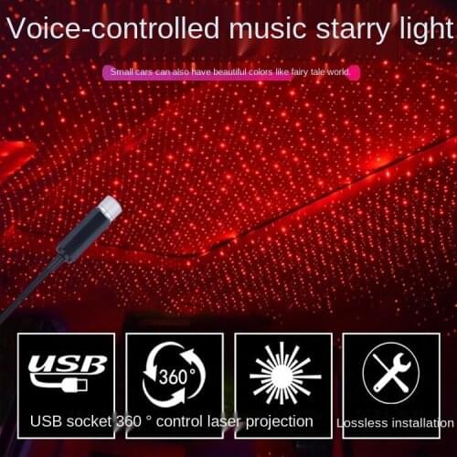 Romantic LED Car Roof Star Night Light Projector Atmosphere Galaxy Lamp USB Decorative Lamp Adjustable Car Interior Decor Light