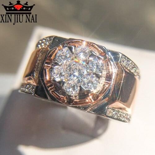 Luxury Rose Gold Crystal S925 Anillos Anel Feminino Aneis Bijoux 0.5ct Zirconia Engagement Party Jewelry Wedding Rings For Men