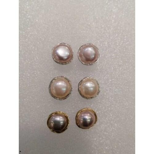 Natural 9-10mm white black gray pink Baroque Keshi Pearl earring