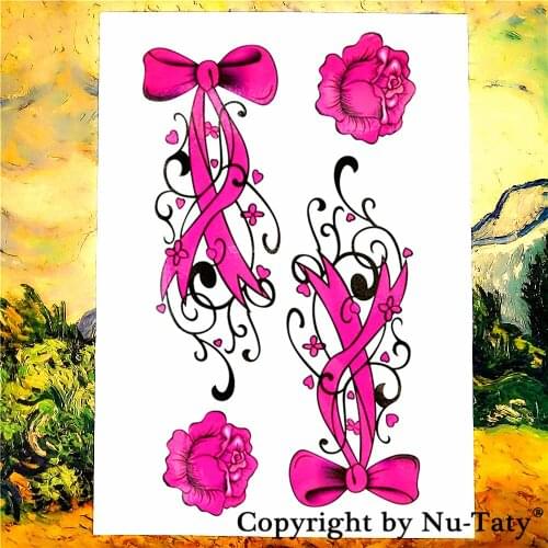 SHNAPIGN Pink flowers tie Flash Tattoo Sticker 21*15cm Waterproof Tatto Harajuku Henna Tatoo Temporary Body Art Wall Sticker