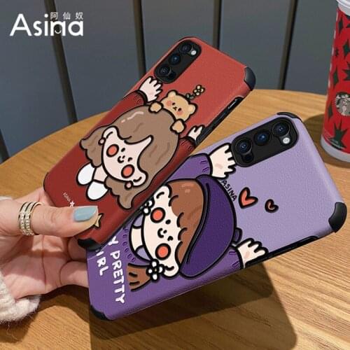 ASINA Imitation Lambskin Case For OPPO Reno 2 3 4 5 Pro Cute Cartoon Silicone Cover Bumper For Realme X7 Find X3 X2 Pro Fundas