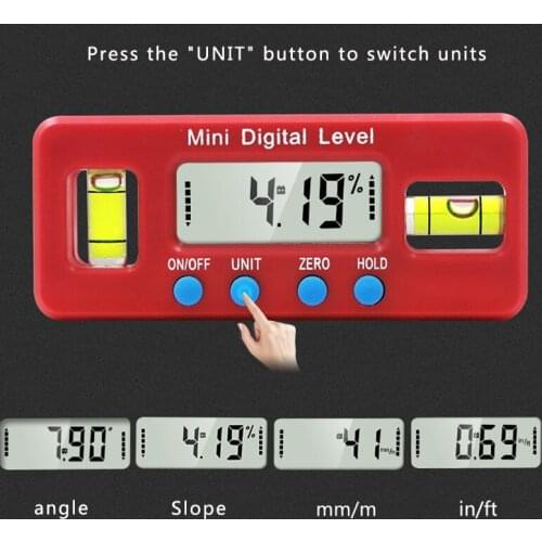 Strong Magnetic Level Ruler 100mm Electronic Digital Display Spirit Level Instrument Inclinometer Angle Ruler Measuring Tool