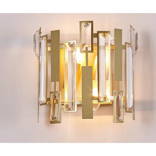 Post-modern living room wall lamp personality light luxury simple street lamp bedroom background wall American crystal lighting
