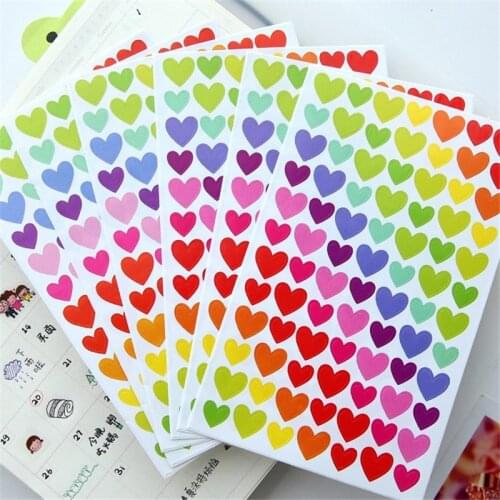 6 Sheet Cute Heart Dot Sticker for Photo Album Decoration Supplie Lovely Star Stickers for Scrapbooking Paper Craft