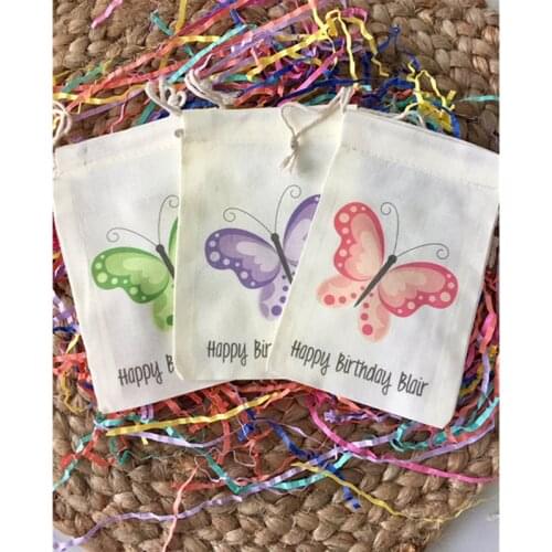 Butterfly Party Favors bag customize birthday gift bags bachelorette bag welcome muslin bags bridal treat bag hen party kit bag
