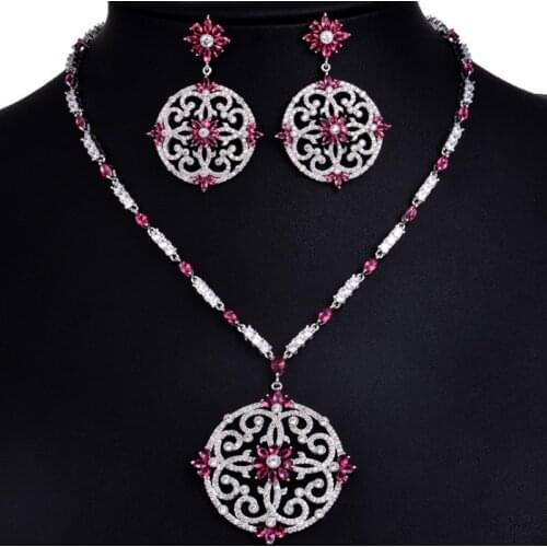 Zlxgirl bridal jewelry sets Europe brand Cubic Zirconia Copper wedding necklace earring Party Jewelry set women couple gifts