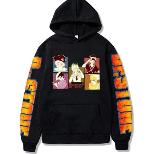 Anime Harajuku Dr.STONE Unisex Friend Hoodies Japanese Anime Printed Mens Women Streetwear Casual Sweatshirts