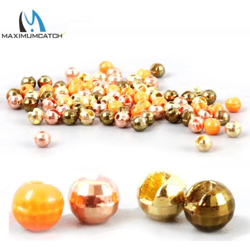 Maximumcatch 25 Pieces 2.5mm/3.0mm/3.5mm Tungsten Diamond Slotted Beads Gold/Bronze Fly Tying Beads