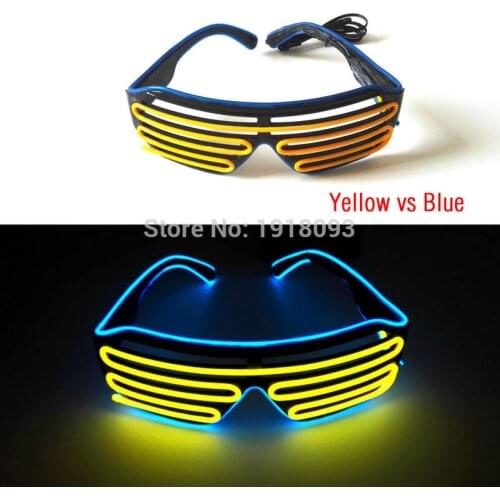 High quality 17 Style Select Glowing Party decor EL Shutter Glasses Novelty Lighting LED neon+DC-3V Sound active Cell Box driver