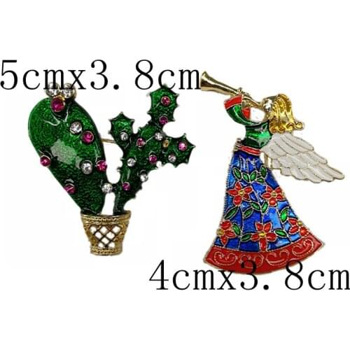 YDGY Fashion Angel Wing Brooch and Cactus Brooch Set Jewelry Gifts for Womens Old Fashion Glazed Brooch Badge