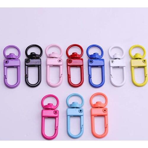 10pcs/lot 34x13mm Lobster Clasps Paint Keychain Key Hook Split Ring Clasps Connectors for jewelry Findings Making DIY Keychain