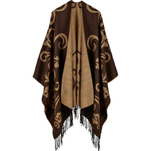 2pc Women Cape Poncho Woman Ponchos Capes Autumn Winter Shawl Cloak Luxury Shawls Imitation Cashmere Wraps Pashmina Scarves NEW