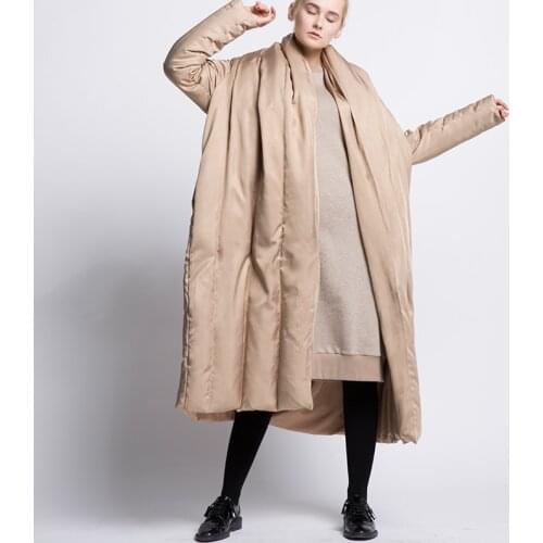 Winter Casual Loose Cocoon Style Thick Warm Outwear Women Super Long down jacket Big Pock &Full Sleeve Fashion Female Coat