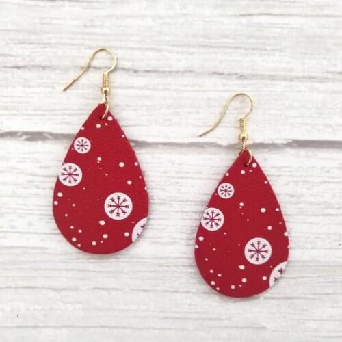 ZWPON 2019 Christmas Leather Teardrop Earrings Women Buffalo Plaid Earrings Fashion Statement Earrings Jewelry Wholesale