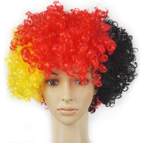 10pcs Explosive Fans Flag Color Wig Fluffy Afro Party Supplies Holiday Props Christmas Halloween Three-color Headdress