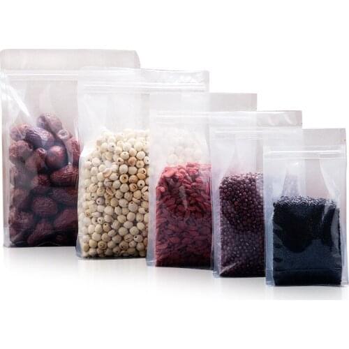 100pcs Eight sides sealed full transparent plastic packaging bags dried fruit snack food self-sealing organ bag