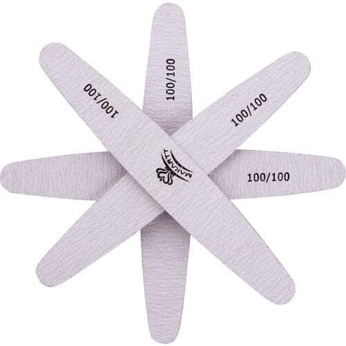 MAKARTT 100 Pieces Zebra Nail Files Washable Double-Side Emery Board 100/100 Grit Nail Buffering Files Grey G0254