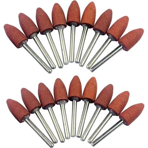 18Pcs Bullet Shape Polishing Head Wheel Head Abrasive Mounted Stone Grinding Tool For Dremel Rotary Power Tools 3mm (1/8'')