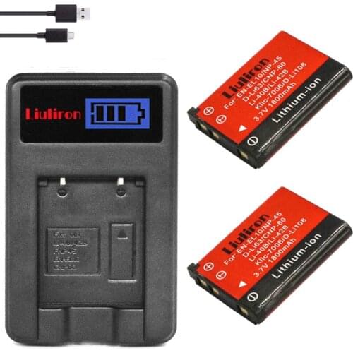 1800mAh Li-40B Li-42B Li40B Li 40B Battery + LCD USB Charger for Olympus for Nikon EN-EL10 for Fujifilm NP-45 PEN.D-Li63