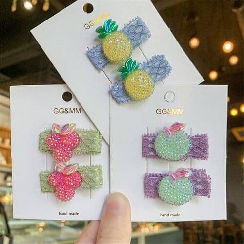 2Pcs/lot New Cute Bright Fruit Grape Princess Headwear Kids Hairpin Clip Children Ropes Girls Accessories Baby Headdress