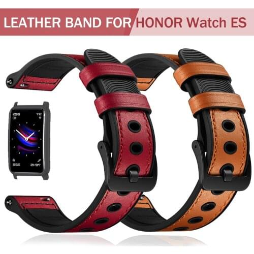 20mm 22mm Luxury Leather Watchband for Honor ES Smart Watch Strap Wrist Bands Bracelet Replaceable Band Belt Accessories Correa