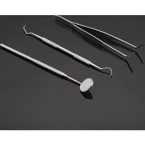 5Set Dental Lab Scaler Probes Pick+Mouth Mirror Steel Tools+Tweezers Plier