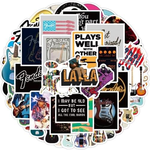 50Pcs Guitar Music Lover Stickers Flakes for Cars Motorcycles Furniture Childrens Toys Luggage Skateboards Lable Graffiti